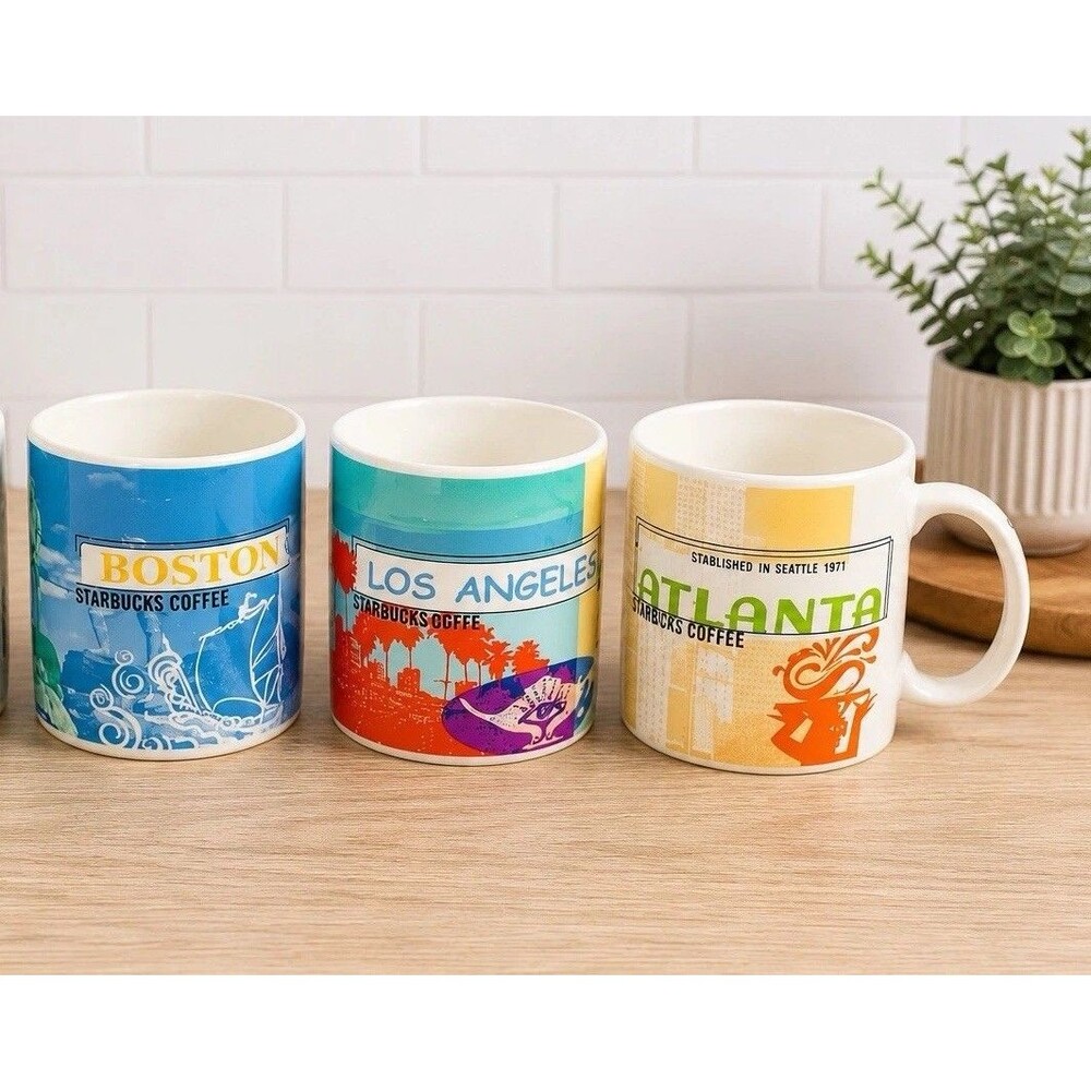 Starbucks City Mug Lot Of (3) Boston Los Angeles Atlanta Collector Cups